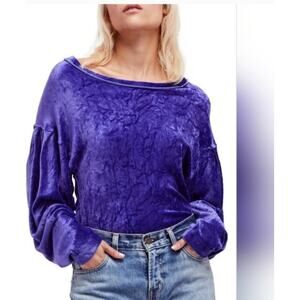 Free People We the Free‎ Milan Crushed Purple Velvet Dolman Long Sleeve Top sz M